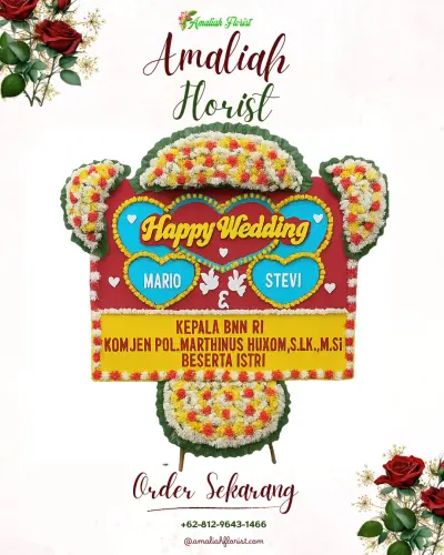 Karangan Papan Bunga Pernikahan di Toboleu